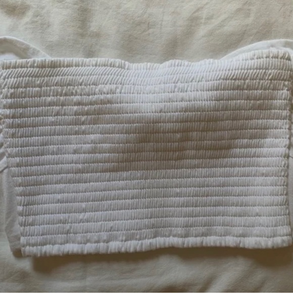 Aritzia WILFRED white Tie front Bandeau Crop Top | size xxs - Picture 3 of 3